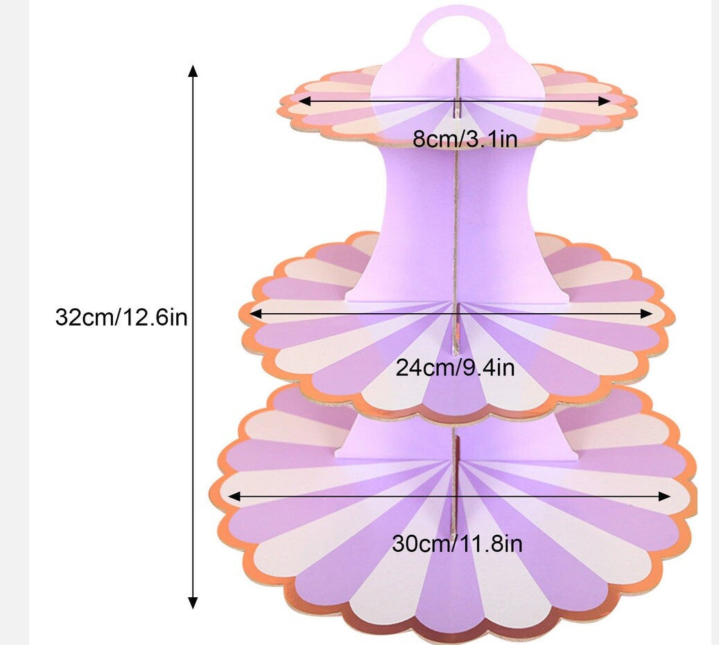 3 Tiers Cupcake Stand Paper Cake Holder Platter Wedding Decorations Birthday Fun