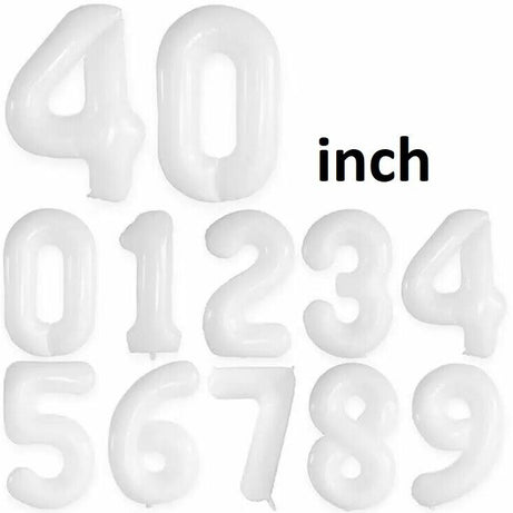 40" White Balloons Giant Foil Number letter Air Helium Birthday Age Party Fun