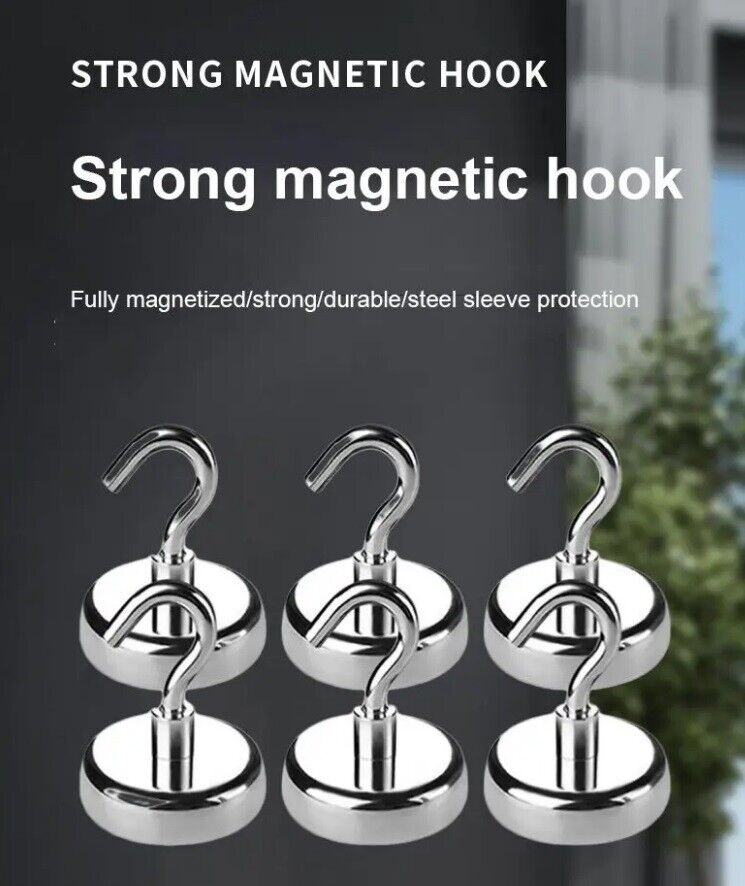Magnetic Hooks Strong 10x Magnet Hanger Hold Neodymium Hook Heavy Duty Kitchen