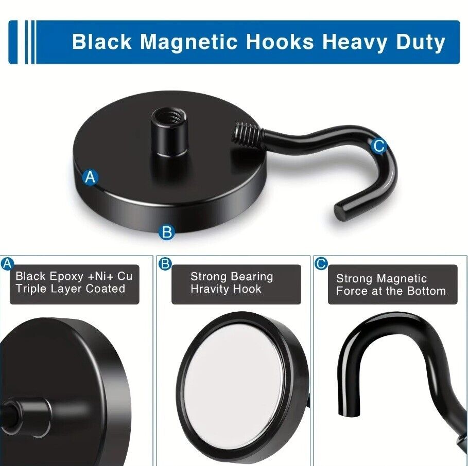 Magnetic Hooks Strong 10x Magnet Hanger Hold Neodymium Hook Heavy Duty Kitchen