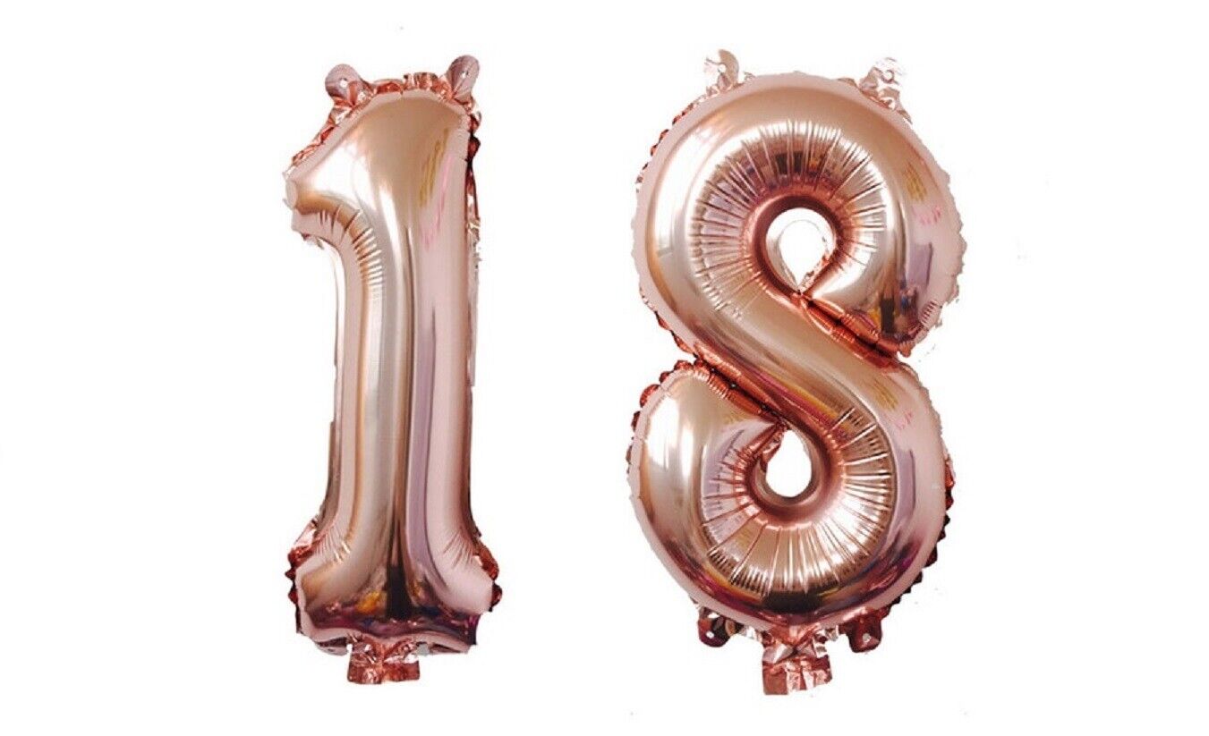 Happy Birthday Balloons Rose Gold Foil Number 16th 18th 21st 30th 40th 50th 60th