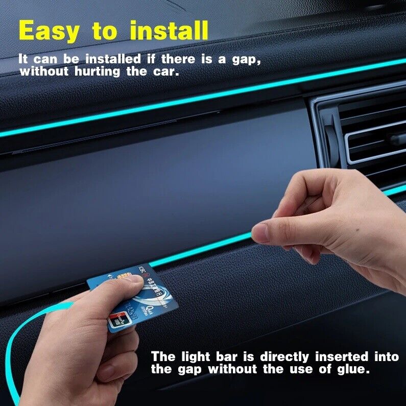 Car LED Strip Neon Rope EL Wire Flexible String Glow Light 5m DIY Lighting USB