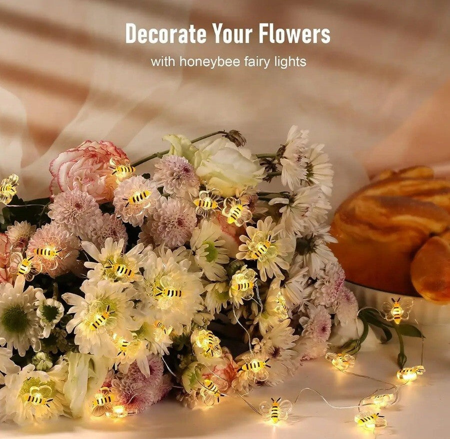 Bee LED Battery Light Fairy Honeybee String Garden Bedroom Christmas Decoration