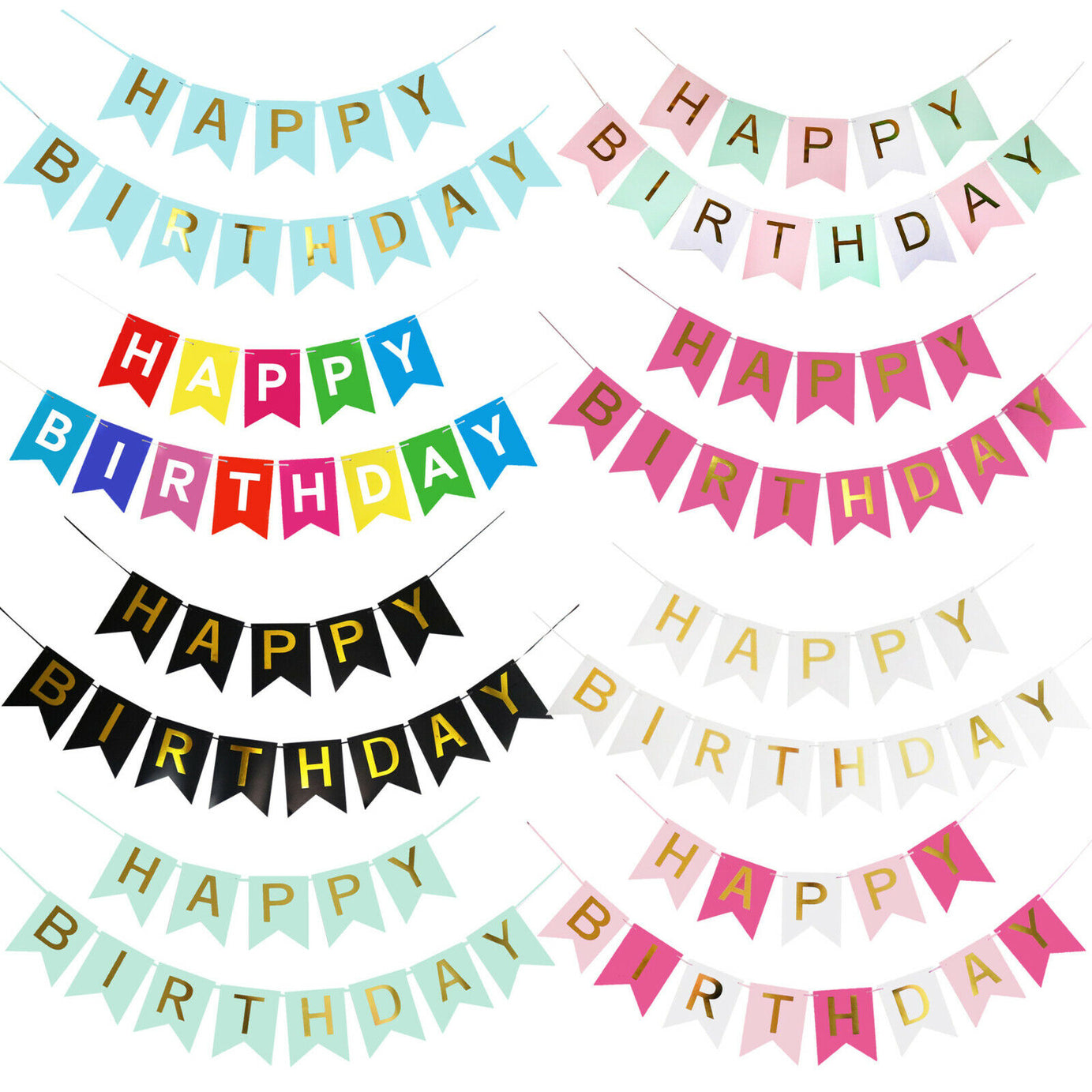 Happy Birthday Bunting Banner Party Hanging Letters Cardboard Garland Fun Deco