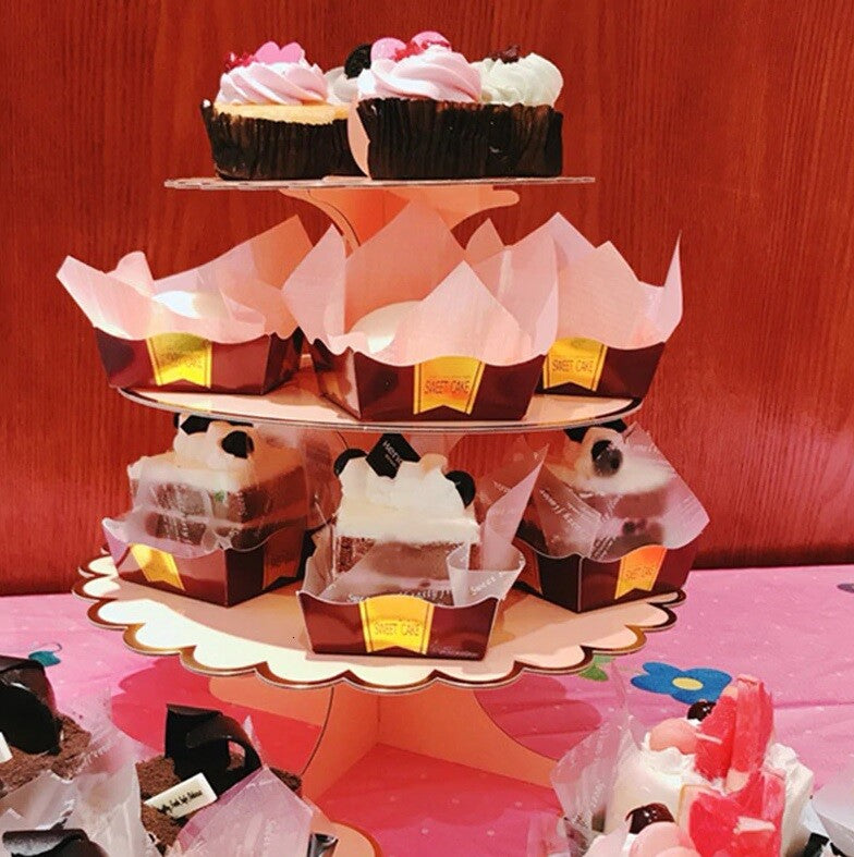 3 Tiers Cupcake Stand Paper Cake Holder Platter Wedding Decorations Birthday Fun