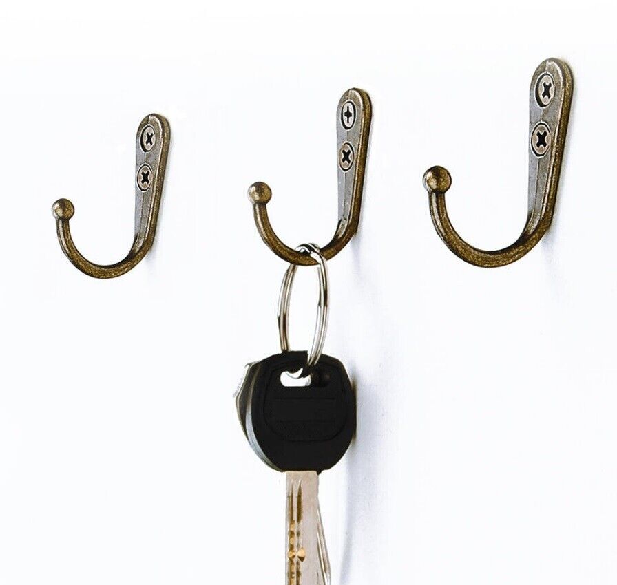 10x Coat Hooks Vintage Wall Mounted Cast Antique Hook Door Robe Clothes Hangings