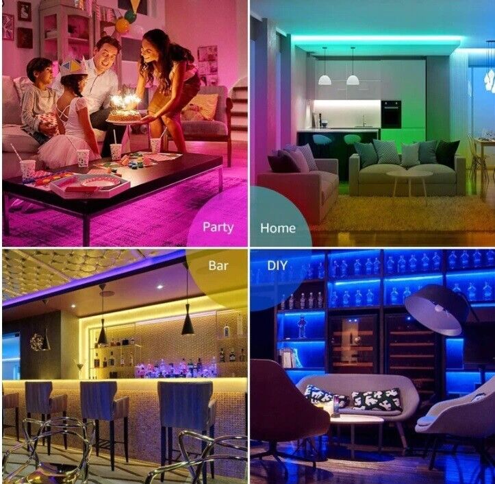 LED Strip APP Bluetooth 5050 RGB Lights 10/20m Colour Changing Tape Cabinet Kitchen TV UK
