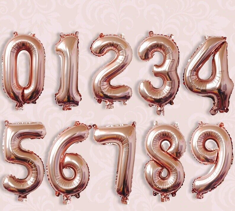 Happy Birthday Balloons Rose Gold Foil Number 16th 18th 21st 30th 40th 50th 60th