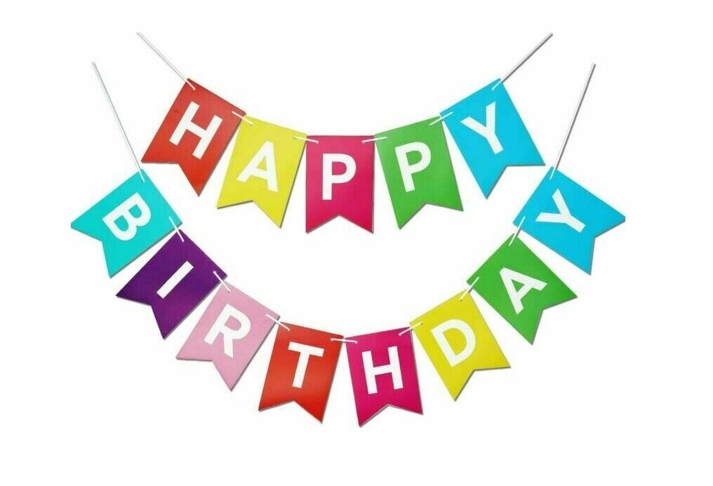 Happy Birthday Bunting Banner Party Hanging Letters Cardboard Garland Fun Deco