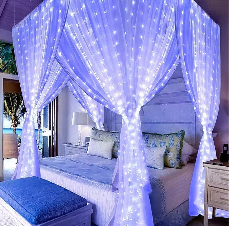 300 LED USB Window Curtain Fairy Lights Remote Wire Cold White Wedding Xmas New