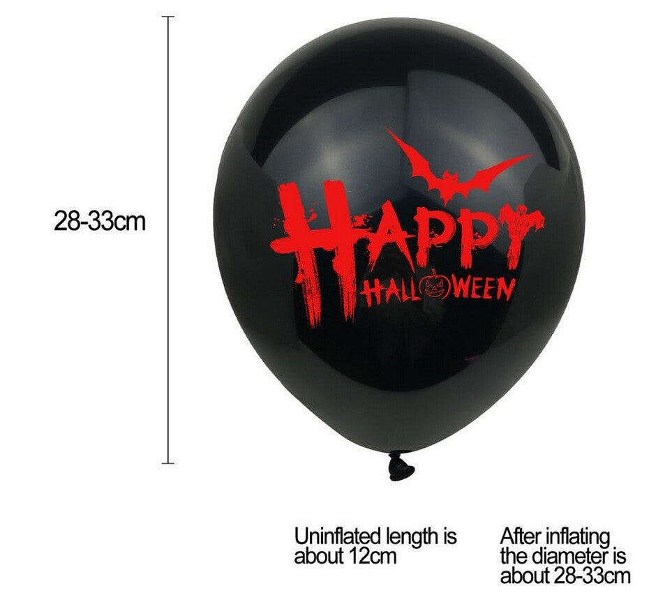 Halloween Balloons x 10 Black Orange Spooky Decorations Cobweb Pumpkin Party Fun