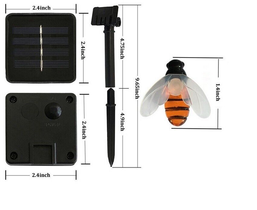 Honey Bee LED Shaped Solar Power 20 LED String Lights Garden Outdoor Waterproof