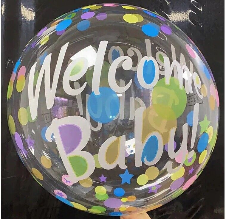 Bobo Balloon Clear 20” Transparent Printed Helium Air Bubble Party Baby Birthday