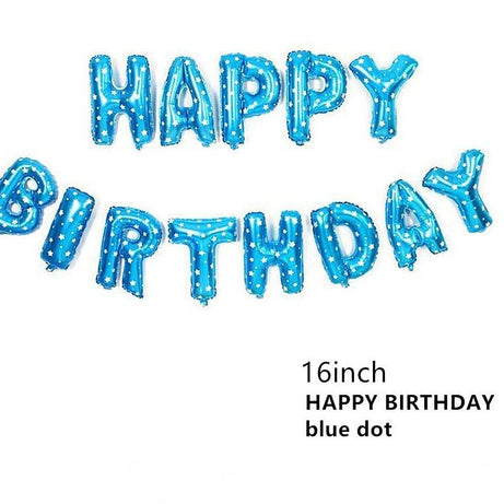 HAPPY BIRTHDAY BALLOONS BLUE DOTS SELF INFLATING BANNER BUNTING PARTY DECORATION