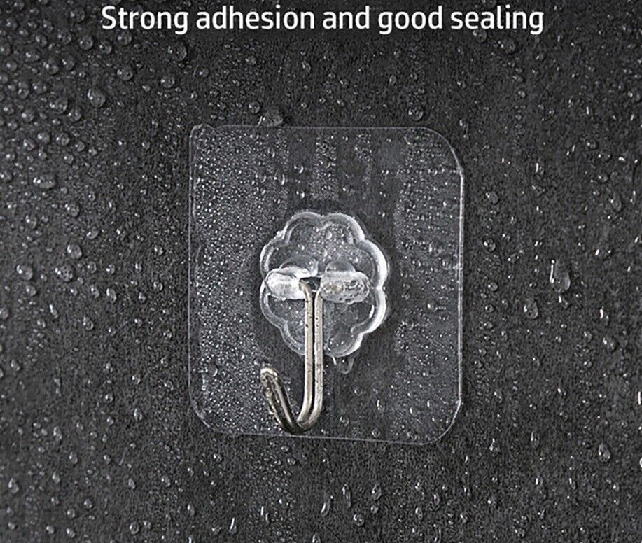 1-100 Coat Hooks Adhesive Strong Sticky Heavy Duty Wall Seamless Transparent