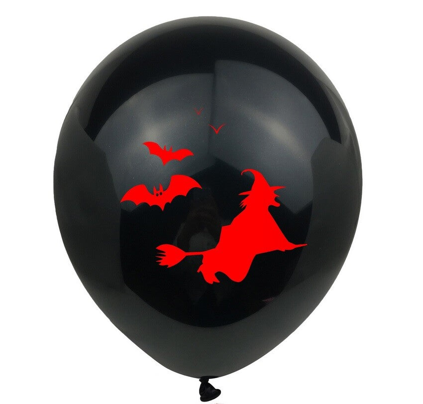 Halloween Balloons x 10 Black Orange Spooky Decorations Cobweb Pumpkin Party Fun