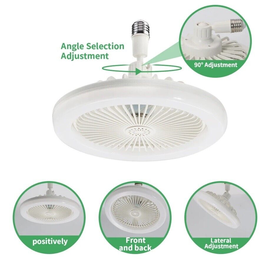 LED Fan Light Ceiling Adjustable Wind Speed Remote Control Bedroom Livingroom UK