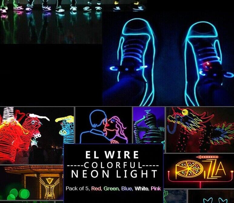 Car LED Strip Neon Rope EL Wire Flexible String Glow Light 5m DIY Lighting USB