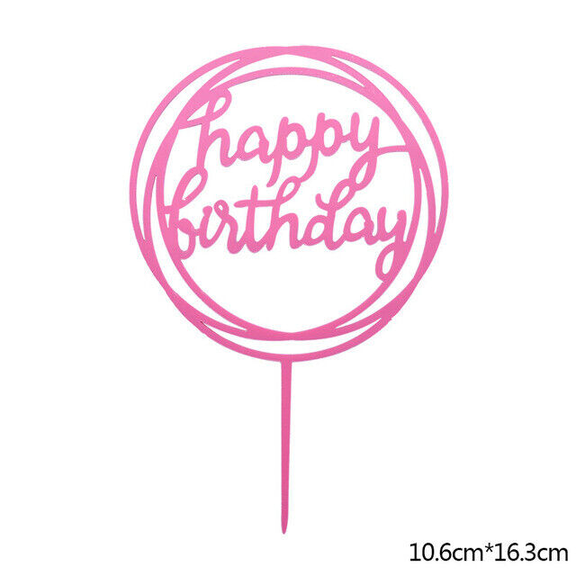 Cake Topper Birthday Party Happy Decoration Acrylic DIY Cupcake Fun 18 Styles