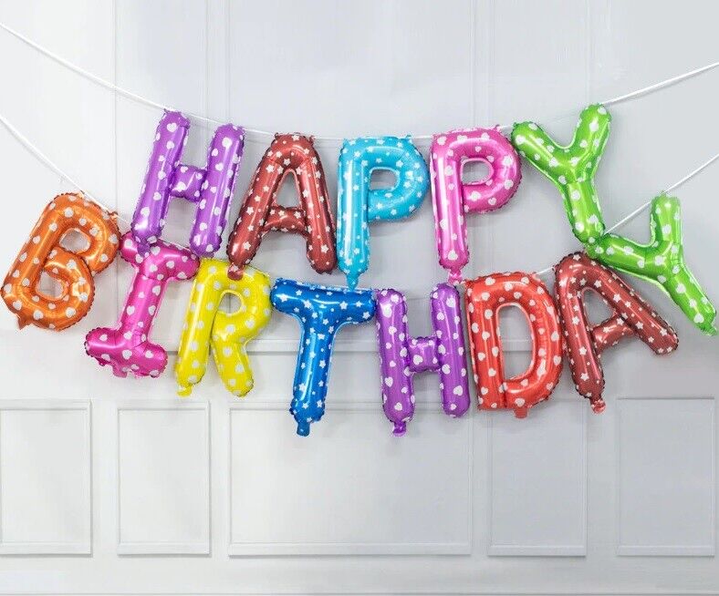 Happy Birthday Balloons 16 inch Birthday Foil Banner Hanging Letter Party Fun