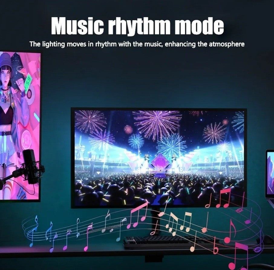 LED Strip Backlight for PC Monitor with Music Sync Computer, RGB LED Bar, 32” UK
