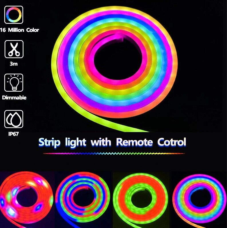 Neon LED Strip Rope Light RGB APP Remote Flexible Waterproof 3/5/10m UK Plug