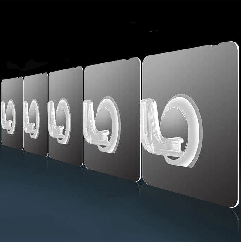 1-10 Coat Hooks Clear Strong Self Adhesive Door Wall Hangers Sticky Seamless
