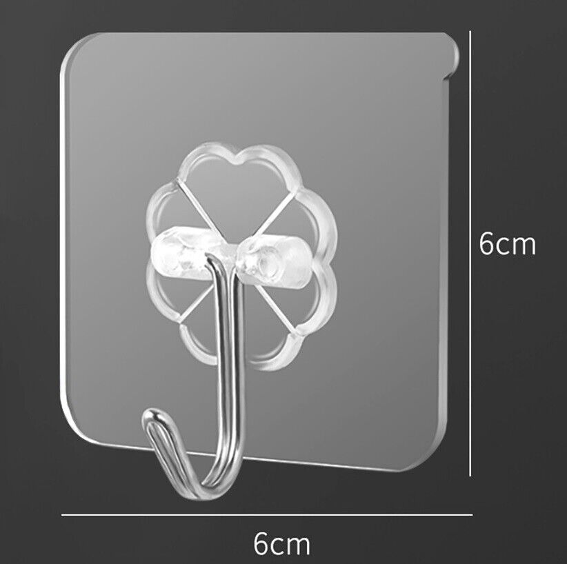1-100 Coat Hooks Adhesive Strong Sticky Heavy Duty Wall Seamless Transparent