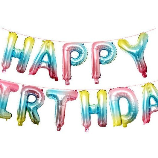HAPPY BIRTHDAY BALLOONS SELF INFLATING BANNER BUNTING PARTY DECORATION FUN
