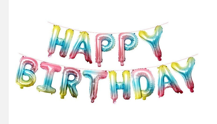 HAPPY BIRTHDAY BALLOONS SELF INFLATING BANNER BUNTING PARTY DECORATION FUN