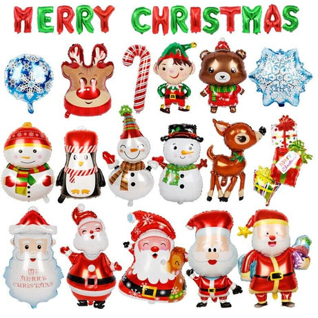 Merry Christmas Balloons Huge Xmas Tree Snowman Deer Foil Helium Party Children