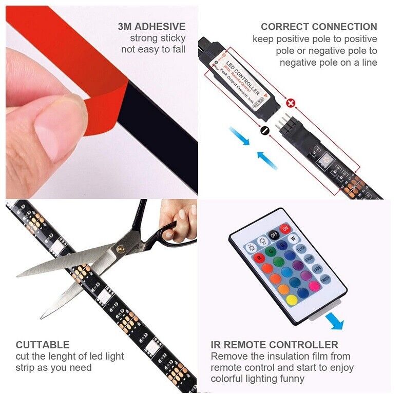 LED Strip APP Bluetooth 5050 RGB Lights 10/20m Colour Changing Tape Cabinet Kitchen TV UK