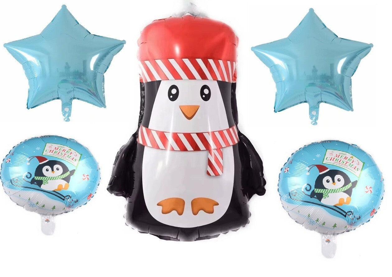 Christmas Balloons Penguin Set of 5 Father Merry Xmas Party Kids Helium Fun Xmas