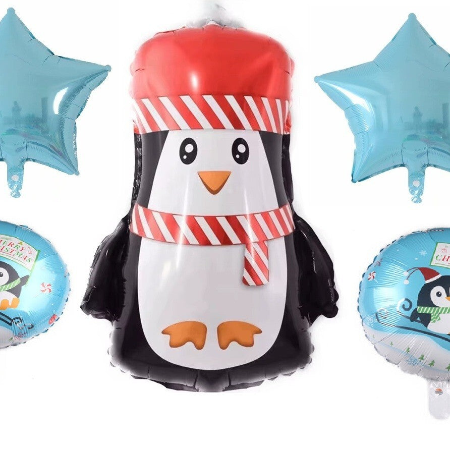 Christmas Balloons Penguin Set of 5 Father Merry Xmas Party Kids Helium Fun Xmas