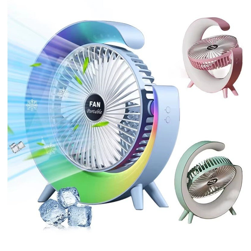 Fan LED Desk Portable USB 3 Speeds Rechargeable Cooler Cooling Silent Wireless
