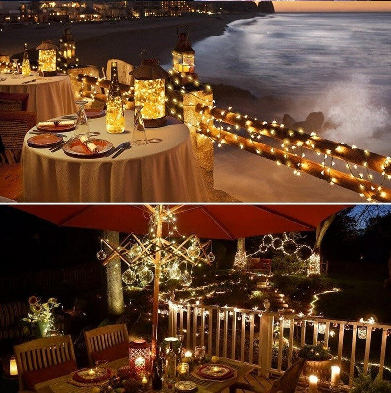 Solar LED Lights Waterproof Copper String Fairy Christmas Wedding Party Garden