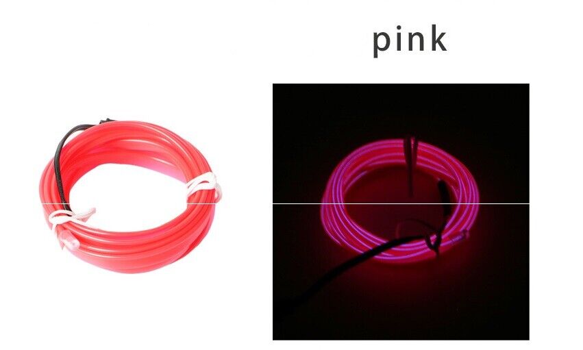 Car LED Strip Neon Rope EL Wire Flexible String Glow Light 5m DIY Lighting USB