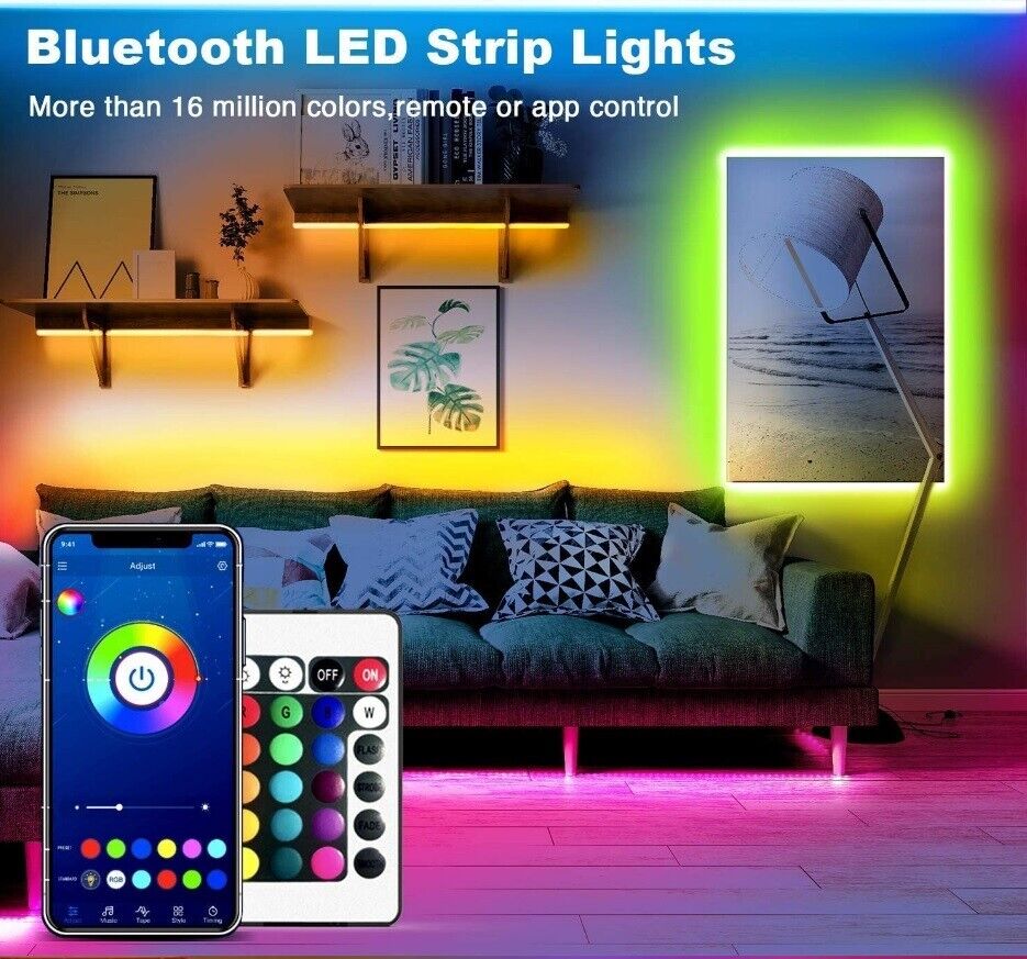 LED Strip Bluetooth APP Light RGB 5050 1- 5m Colour Changing Tape TV Kitchen