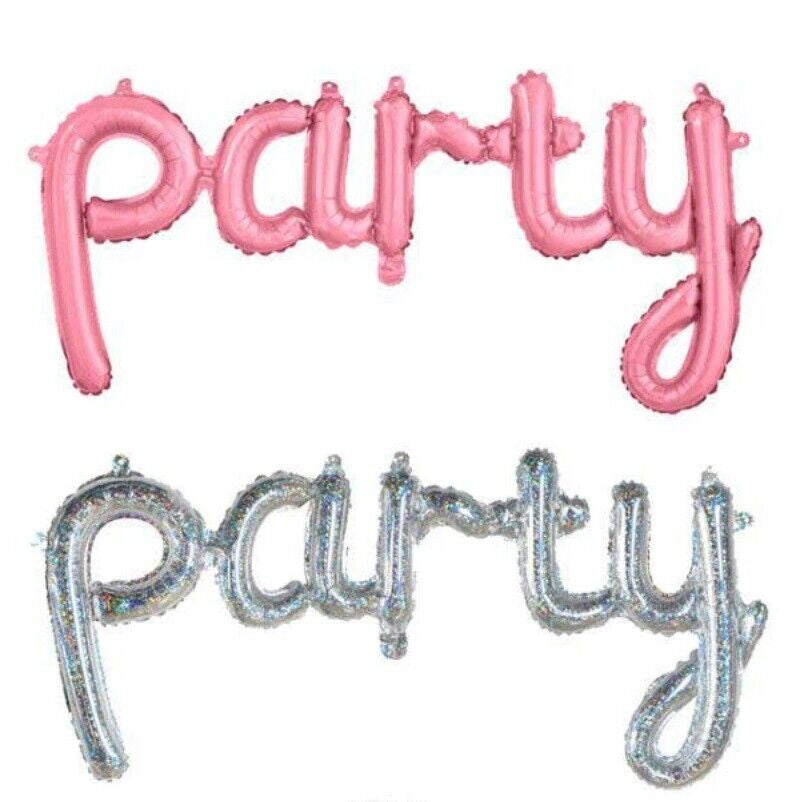 PARTY Balloons Connected Letters Word Foil Air Wedding Birthday Shower Hen Fun