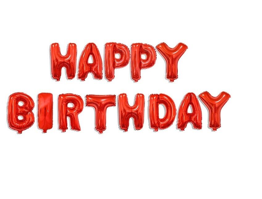 HAPPY BIRTHDAY BALLOONS RED SELF INFLATING BANNER BUNTING PARTY DECORATION FUN