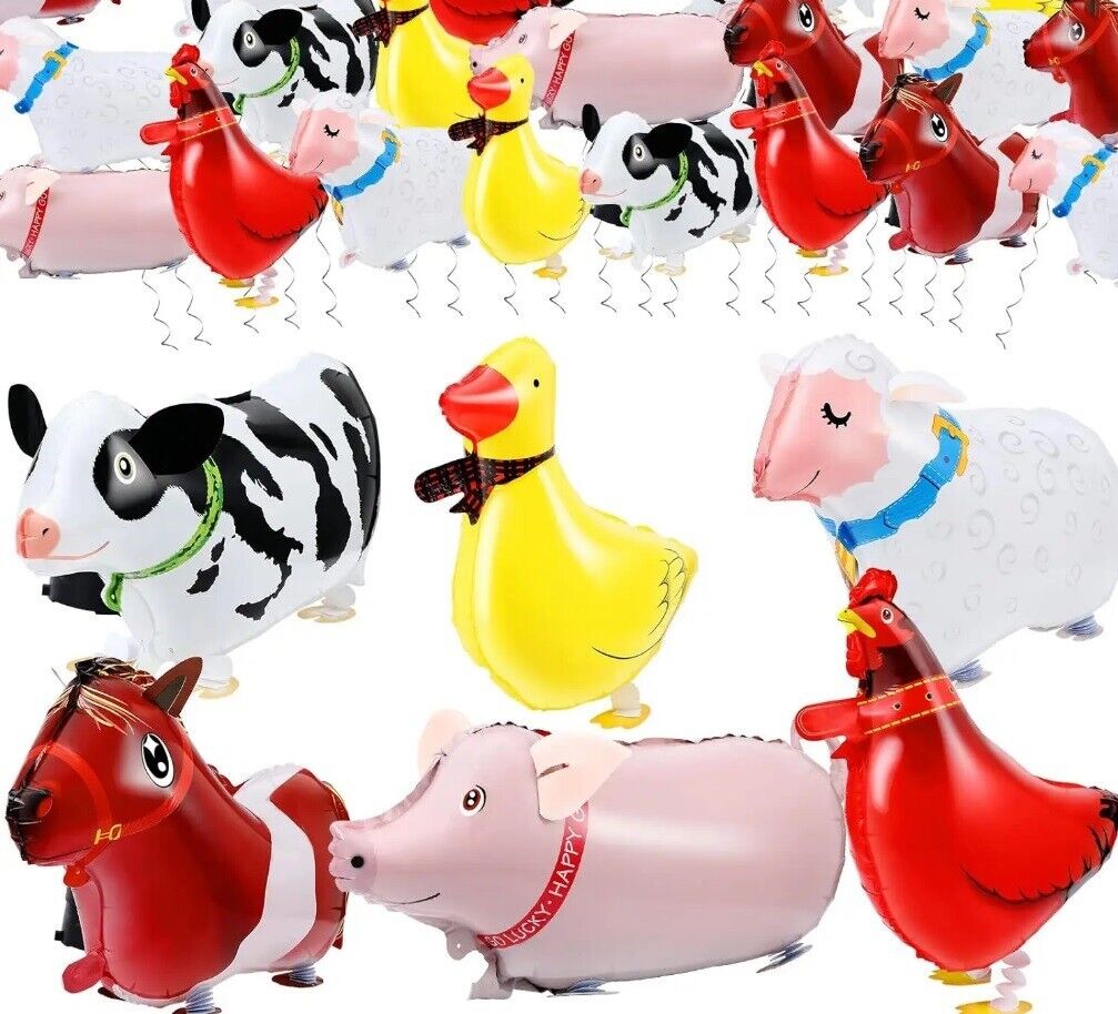 Balloons Animal Farm Set of 6 Walking Airwalker Foil Balloon Helium Kids Fun UK