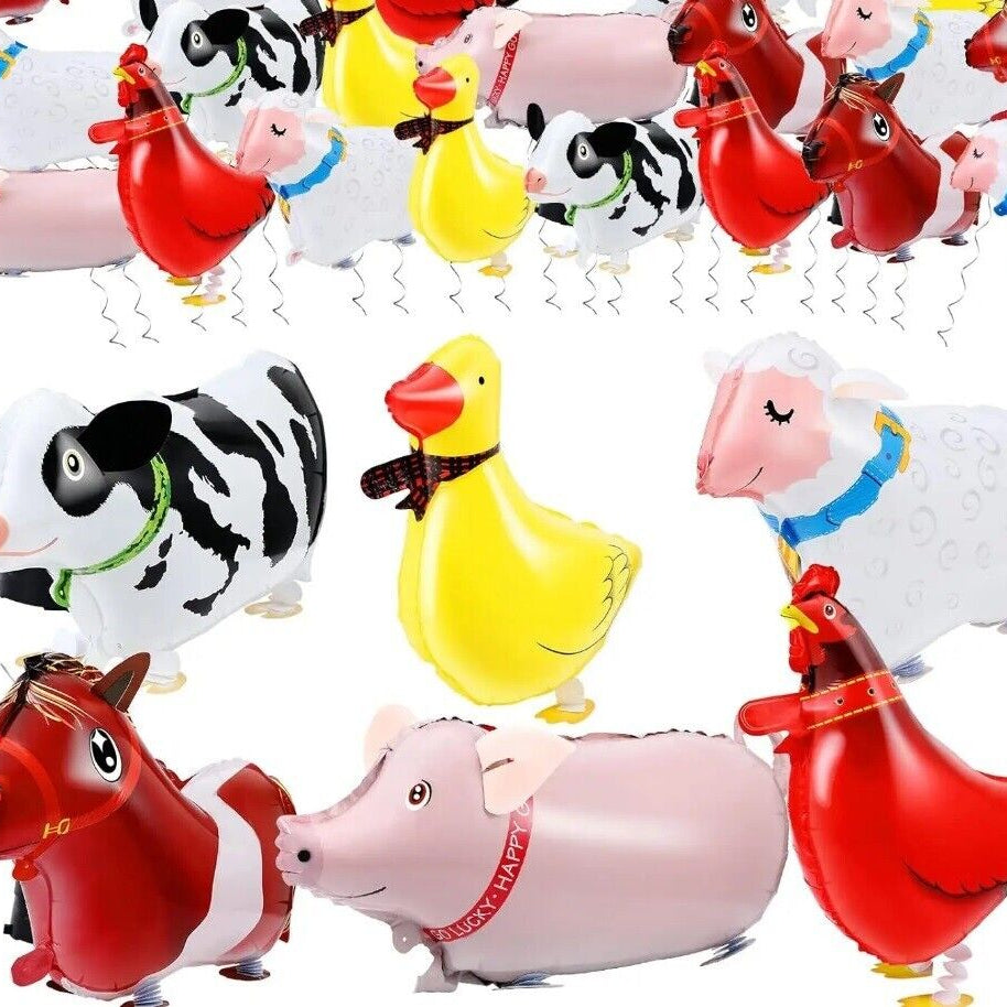 Balloons Animal Farm Set of 6 Walking Airwalker Foil Balloon Helium Kids Fun UK