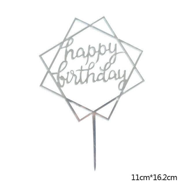 Cake Topper Birthday Party Happy Decoration Acrylic DIY Cupcake Fun 18 Styles