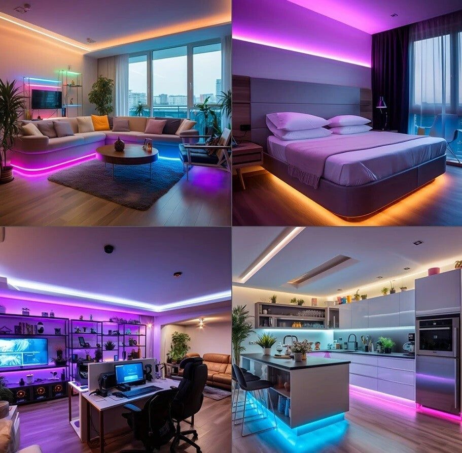 LED Strip APP Bluetooth 5050 RGB Lights 10/20m Colour Changing Tape Cabinet Kitchen TV UK