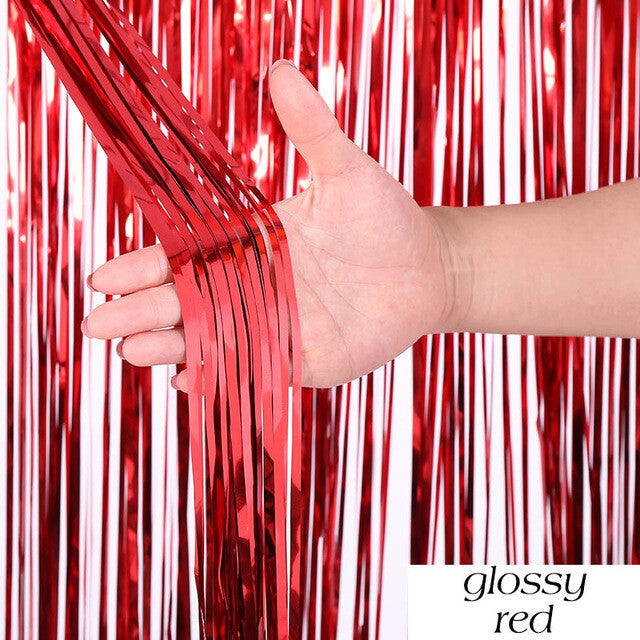 Curtain 2M Birthday Party Wedding Decoration Glossy Fringe Tinsel Foil Door