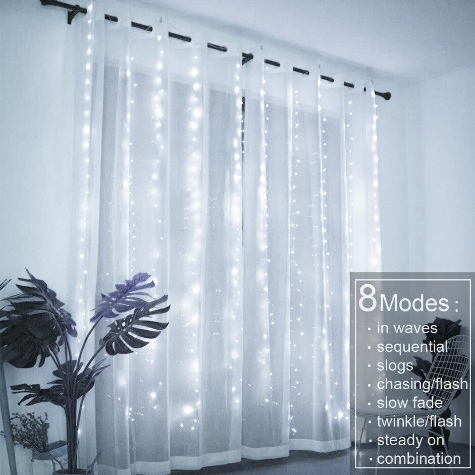 USB LED Window Curtain Fairy String Garden Lights Remote Copper Wire 3M XMAS UK