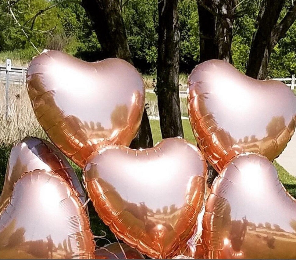 Heart Balloons 18” Rose Gold Foil Helium Air Birthday Party Wedding Décor Fun UK