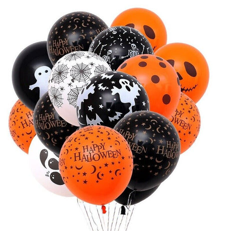 Halloween Balloons Black Orange Spooky Decorations Cobweb Pumpkin Party 12" x 10