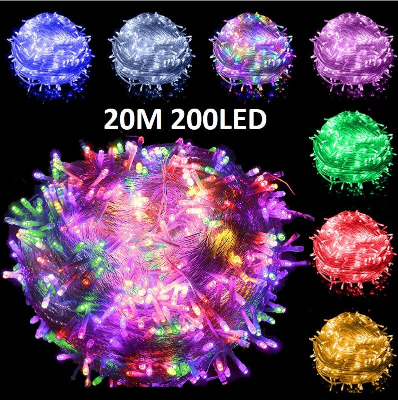200 LED Fairy String Lights Xmas UK Plug-in Outdoor Garden Christmas Tree Décor