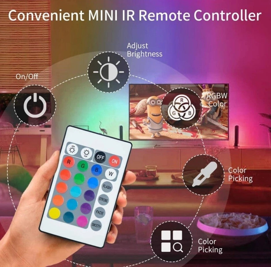 LED Strip Bluetooth APP Light RGB 5050 1- 5m Colour Changing Tape TV Kitchen